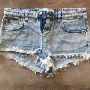Designer IRO Paris Acid Wash Denim Shorts 26